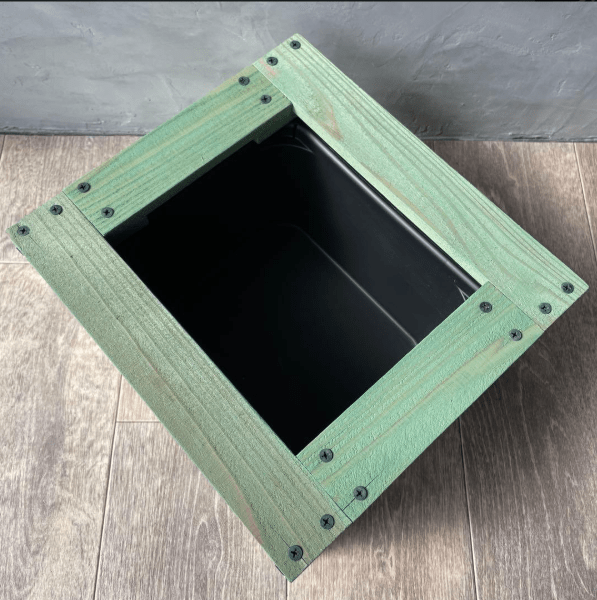 メダカ飼育セット 《木枠・水槽4L・低床セット 》杉材 アンティークグリーン【ビス仕上げ】 - 丹波とめだか「とと」