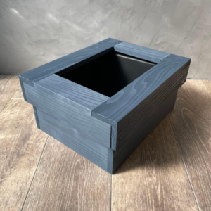 メダカ飼育セット 《木枠・水槽4L・低床セット 》杉材 ビンテージブルー【釘仕上げ】